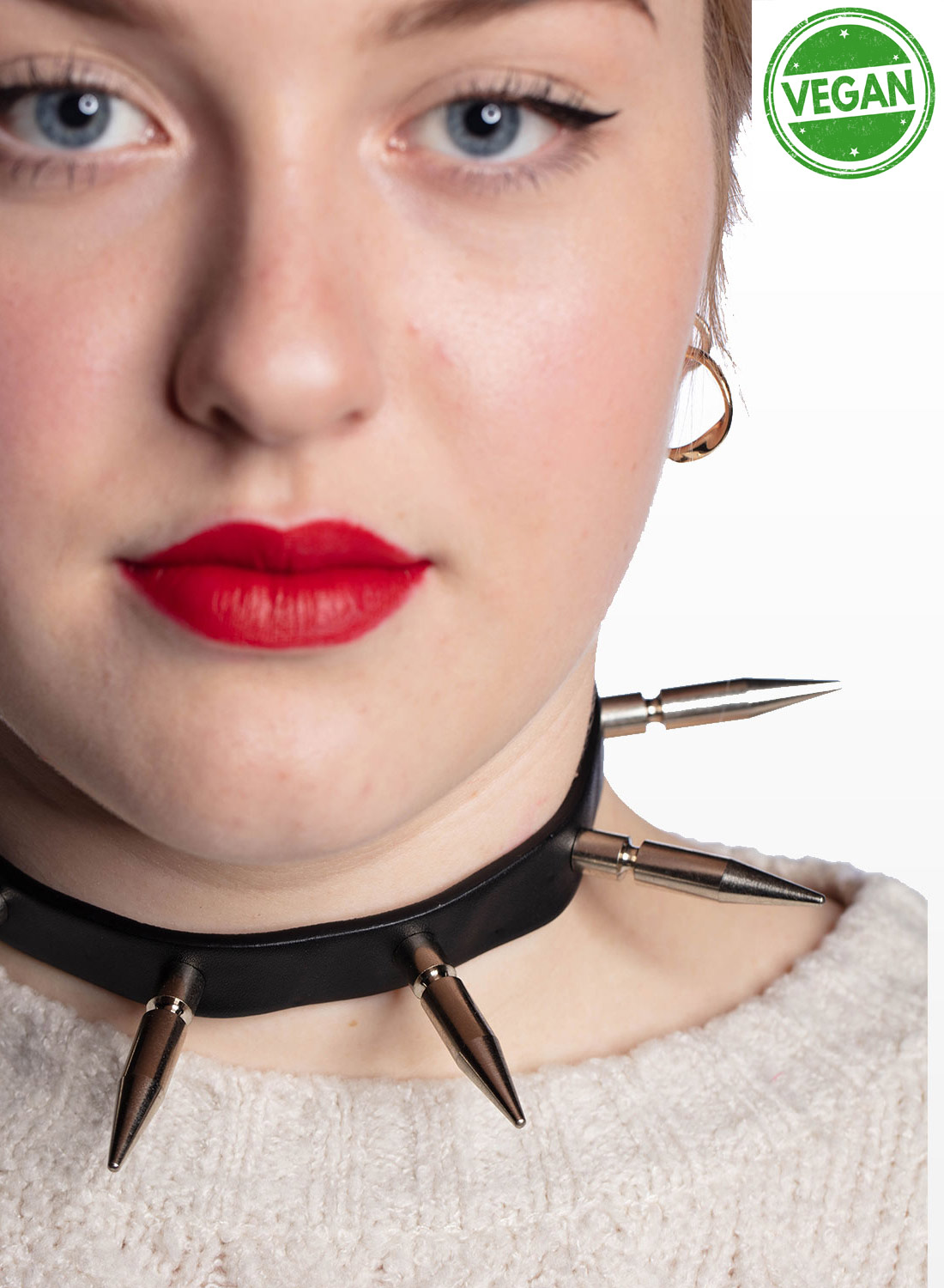 1 Row Extra Long Spike Vegan Choker