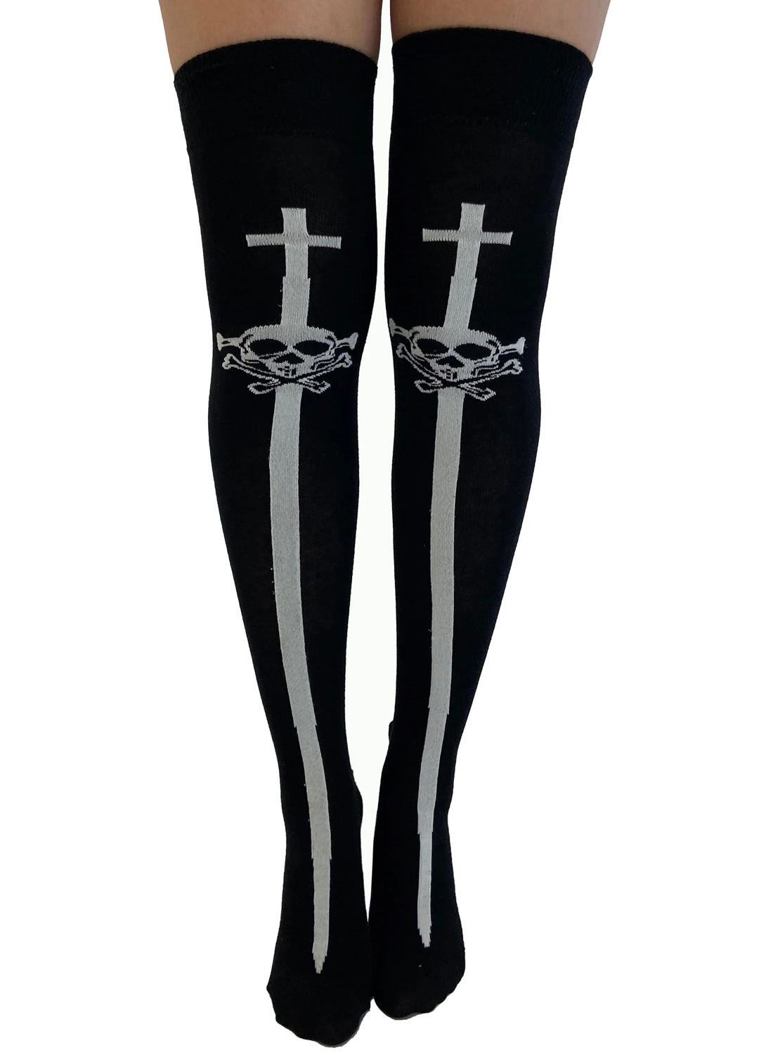 Over Knee Skull Cross Socks